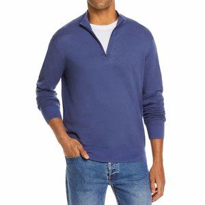 Bloomingdale's Men's Sweatshirt Blue Long Sleeve Mock Neck Cotton Half Zip M
